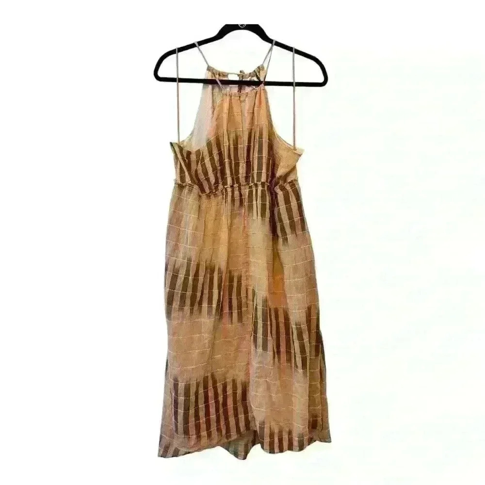Anthropologie Brown and Tan Midi Dress